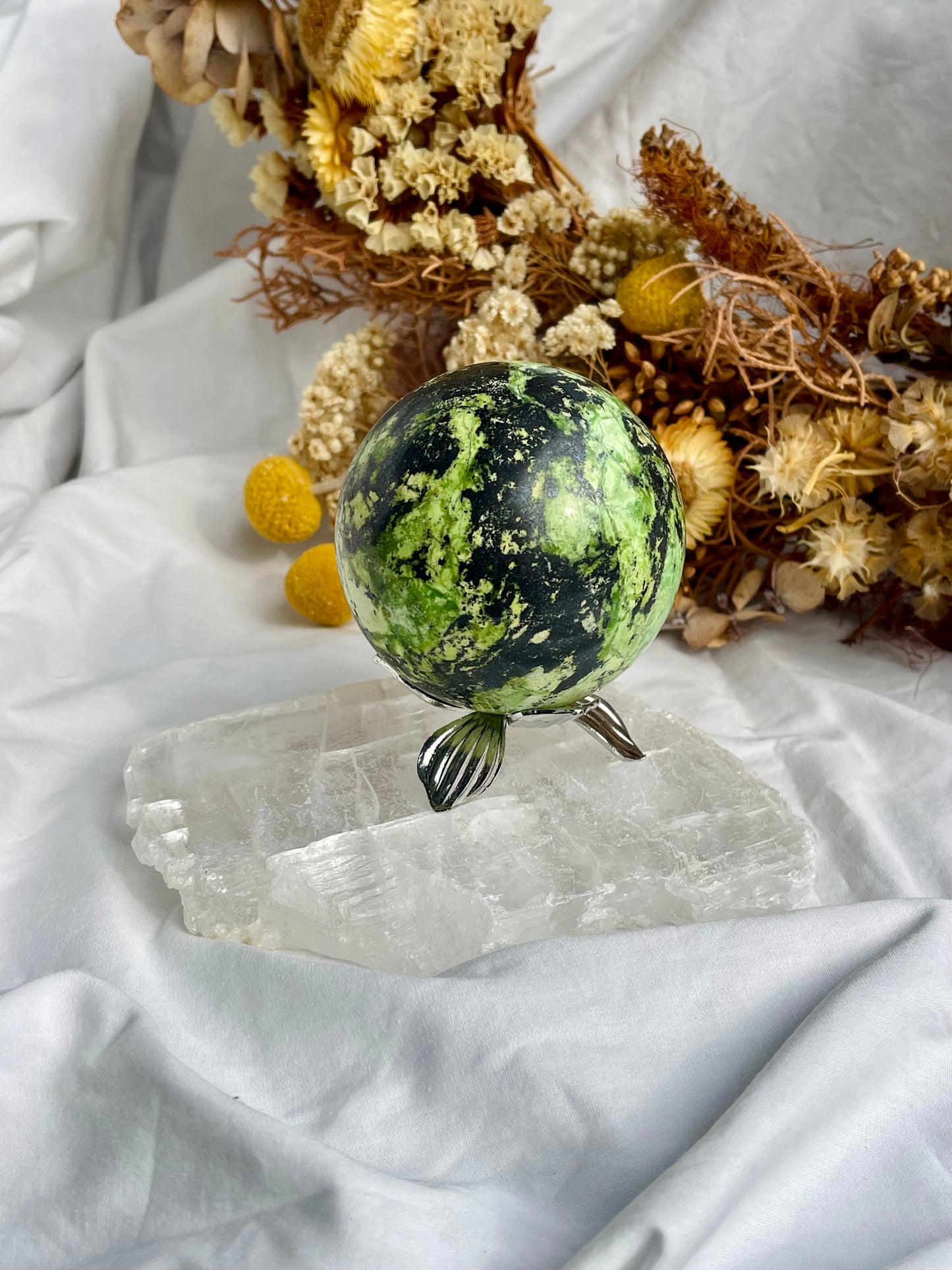Green Opal & Hematite Sphere