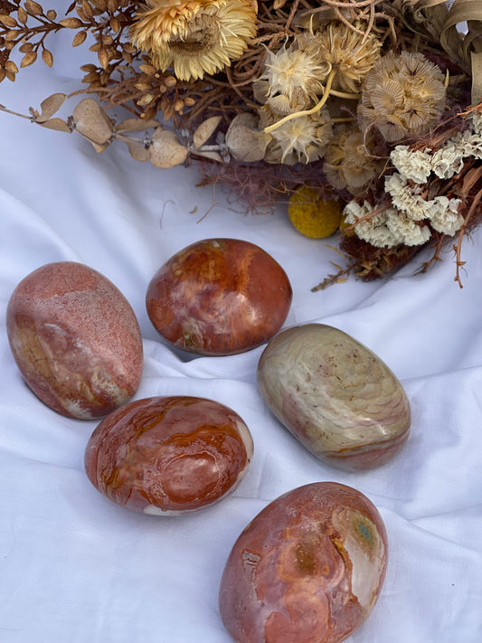 Pink Polychrome Jasper Palmstone | medium