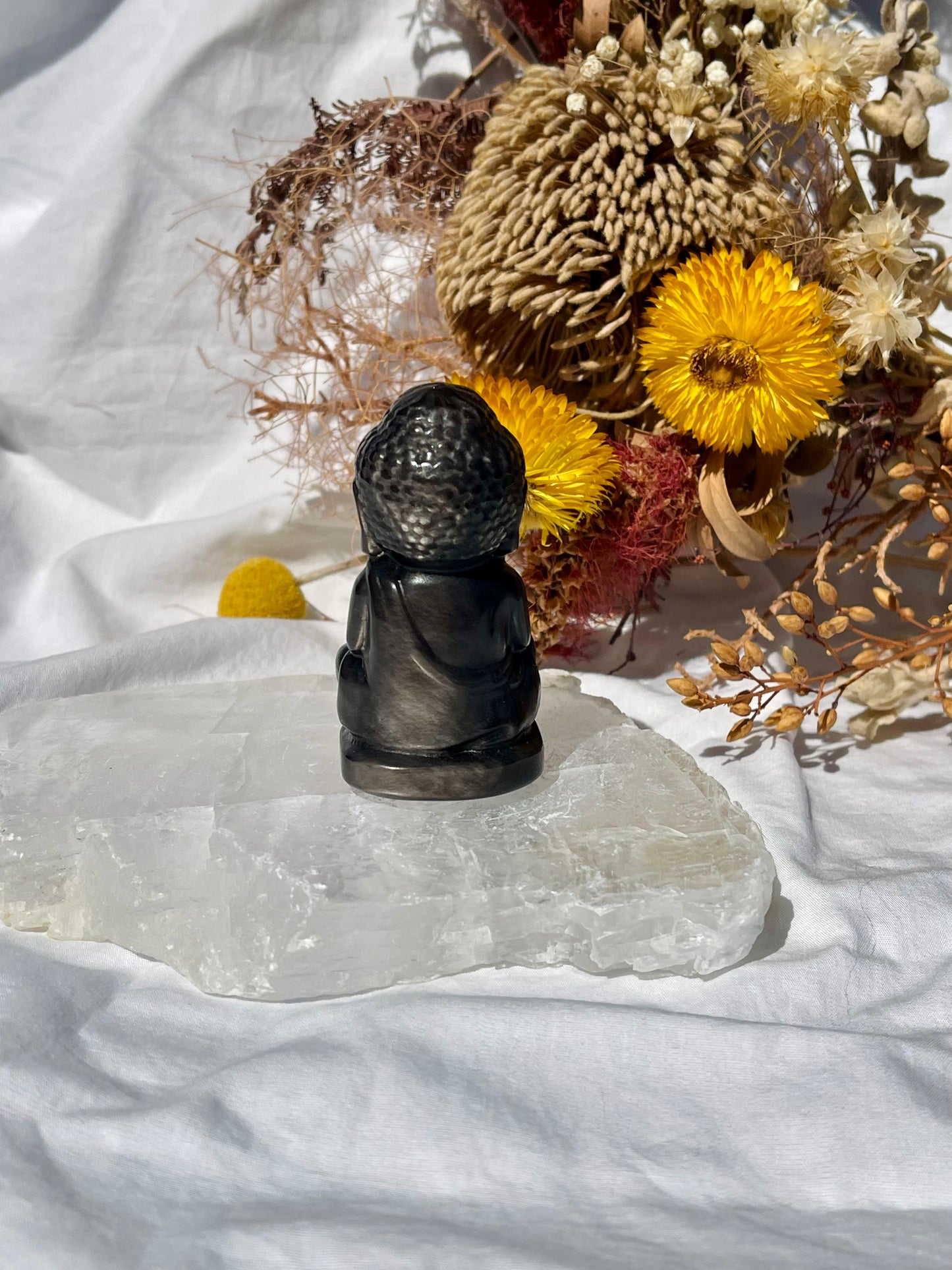 Silver Sheen Obsidian Buddha