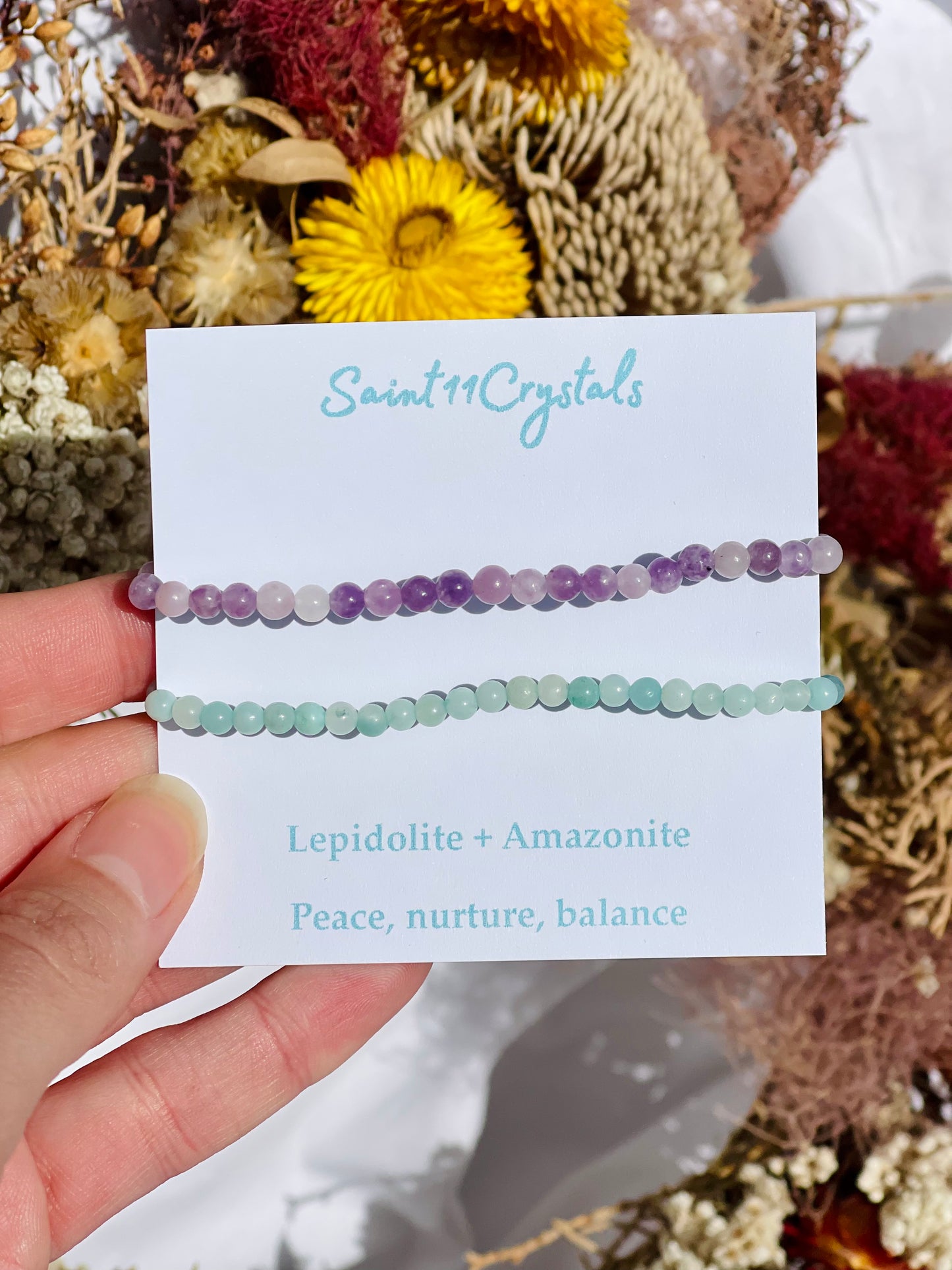 Bracelet Set | Lepidolite & Amazonite