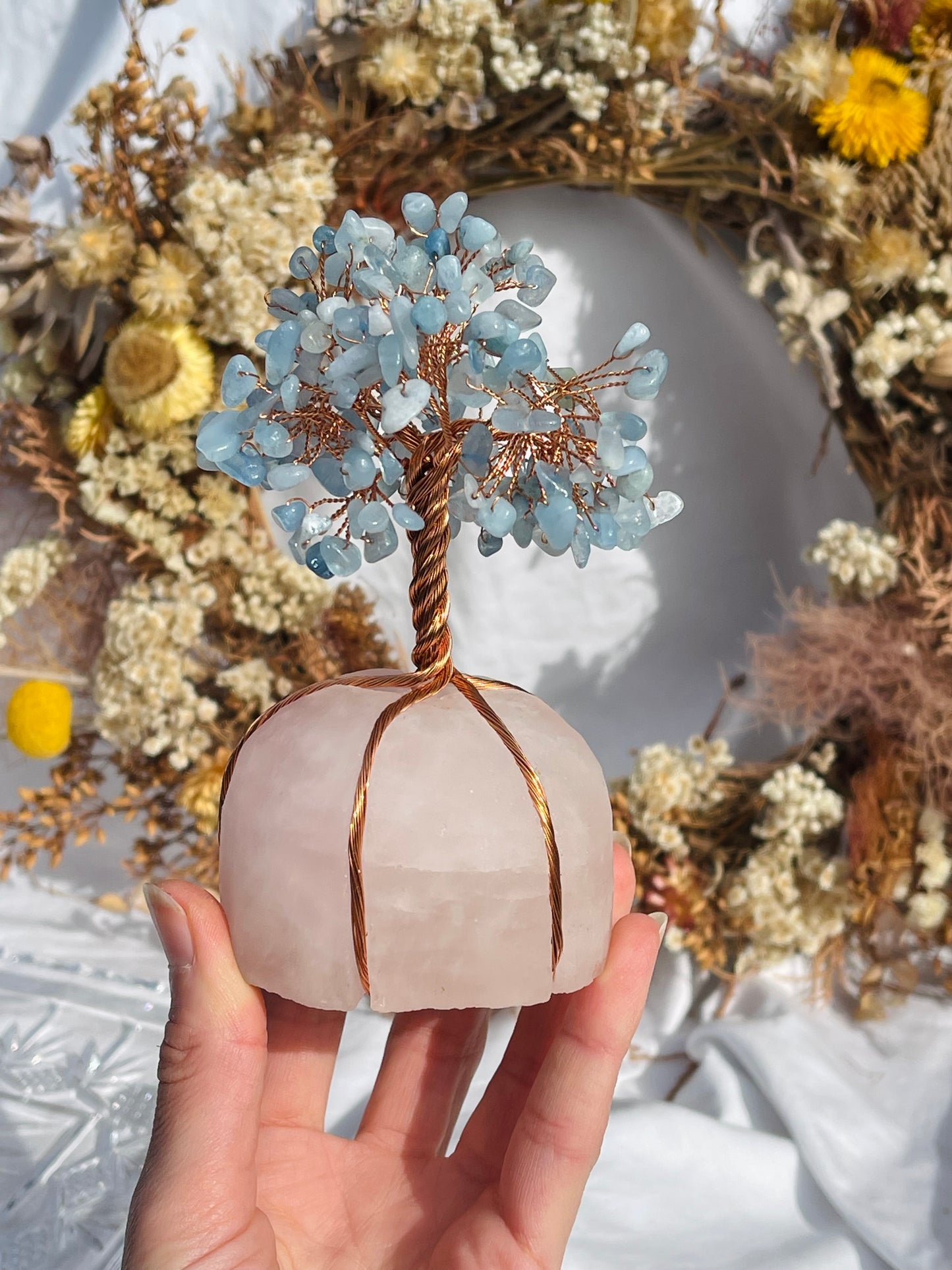 Aquamarine | Rose Quartz Tree