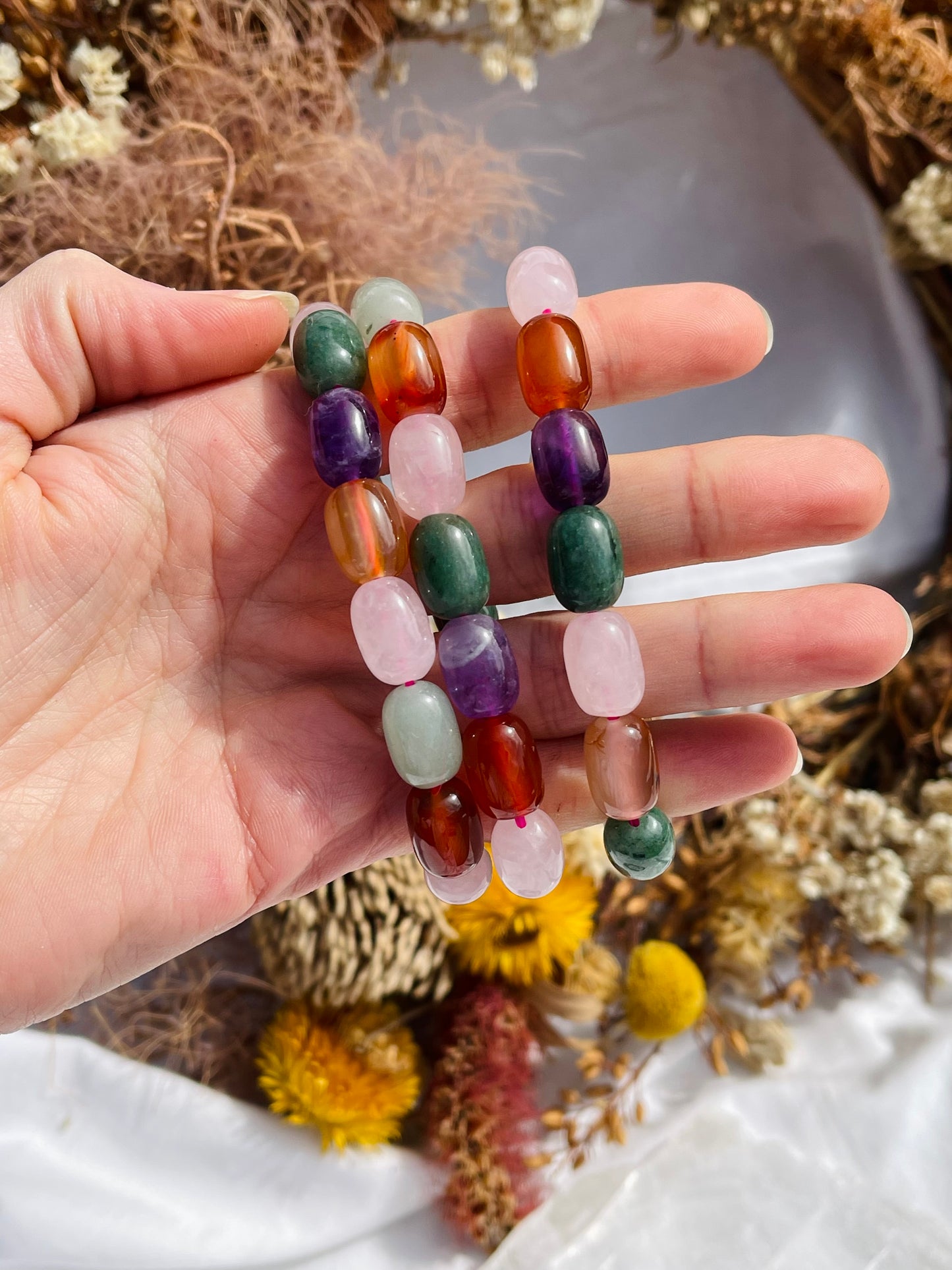 Amethyst | Carnelian | Green Aventurine | Rose Quartz | Mixed Bracelet
