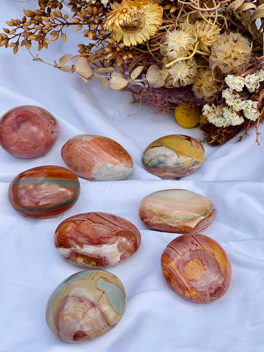 Pink Polychrome Jasper Palmstone | small