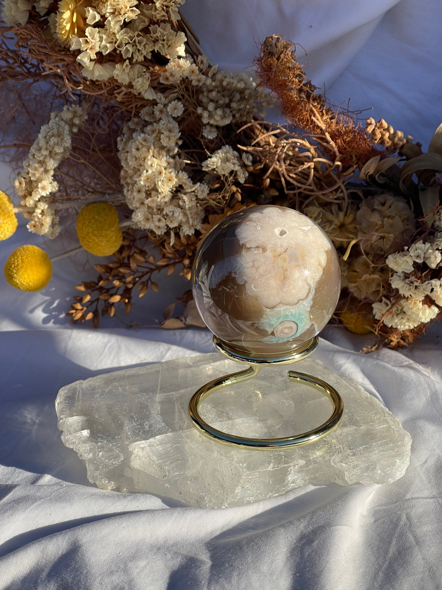 Green Flower Agate Sphere #1