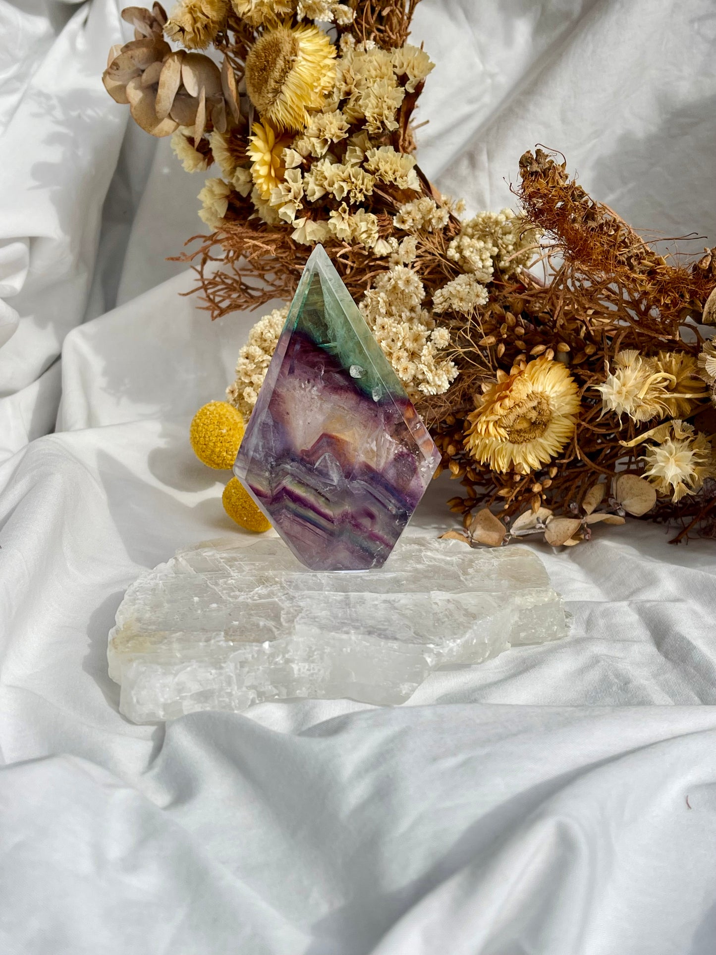 Rainbow Fluorite Diamond Point #1