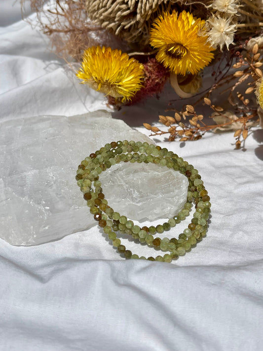 Green Garnet Faceted Bead Bracelet