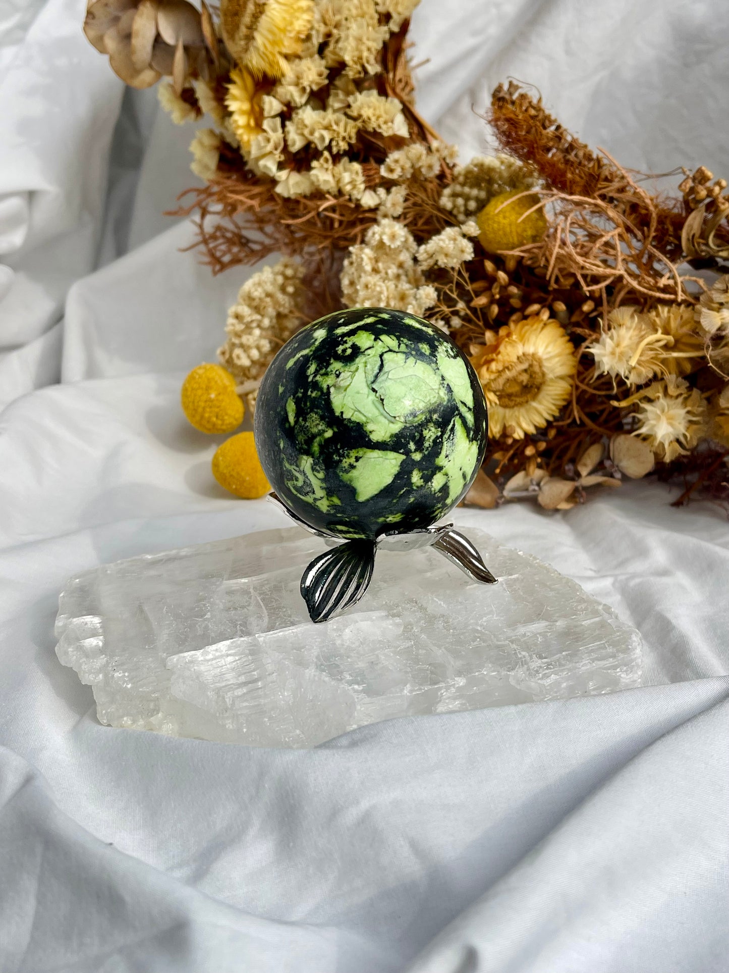 Green Opal & Hematite Sphere