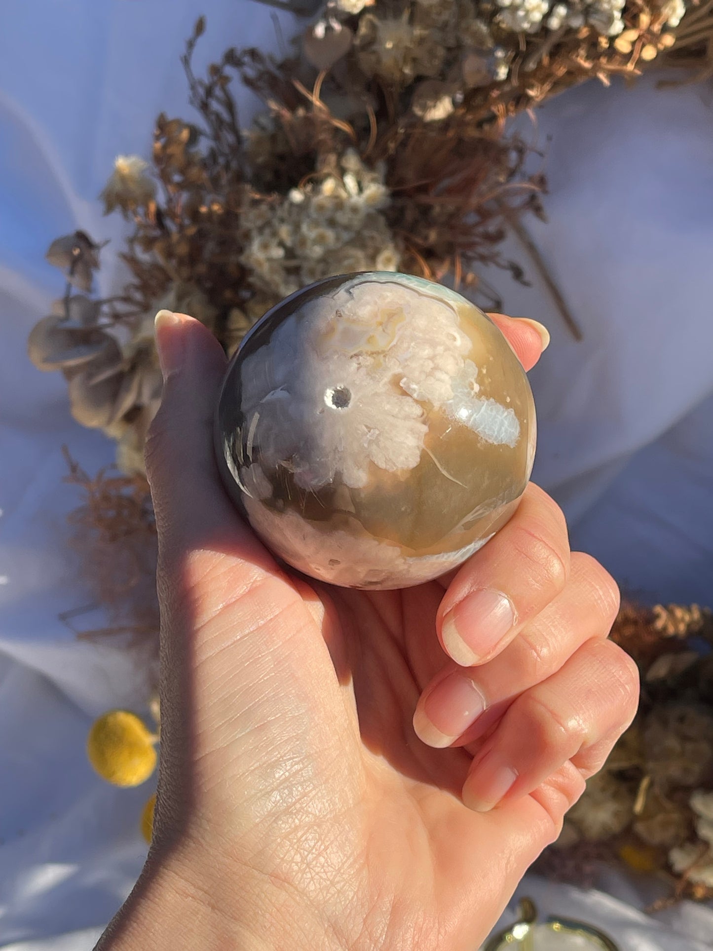 Green Flower Agate Sphere #1