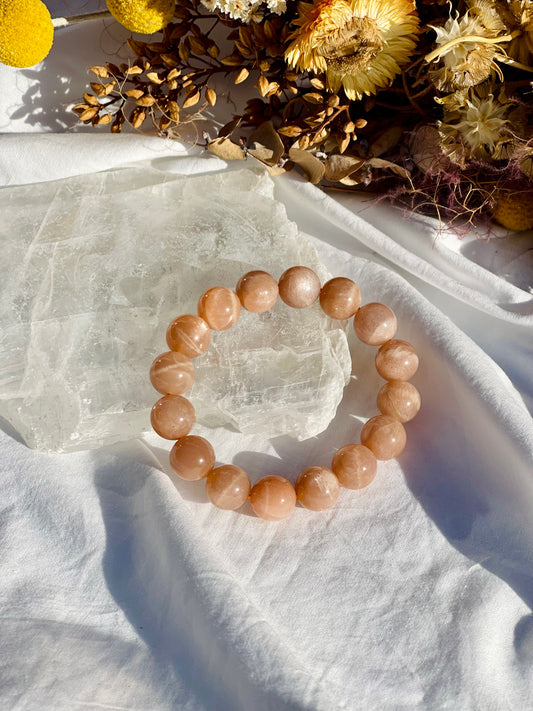 Peach Moonstone Bracelet | 12mm