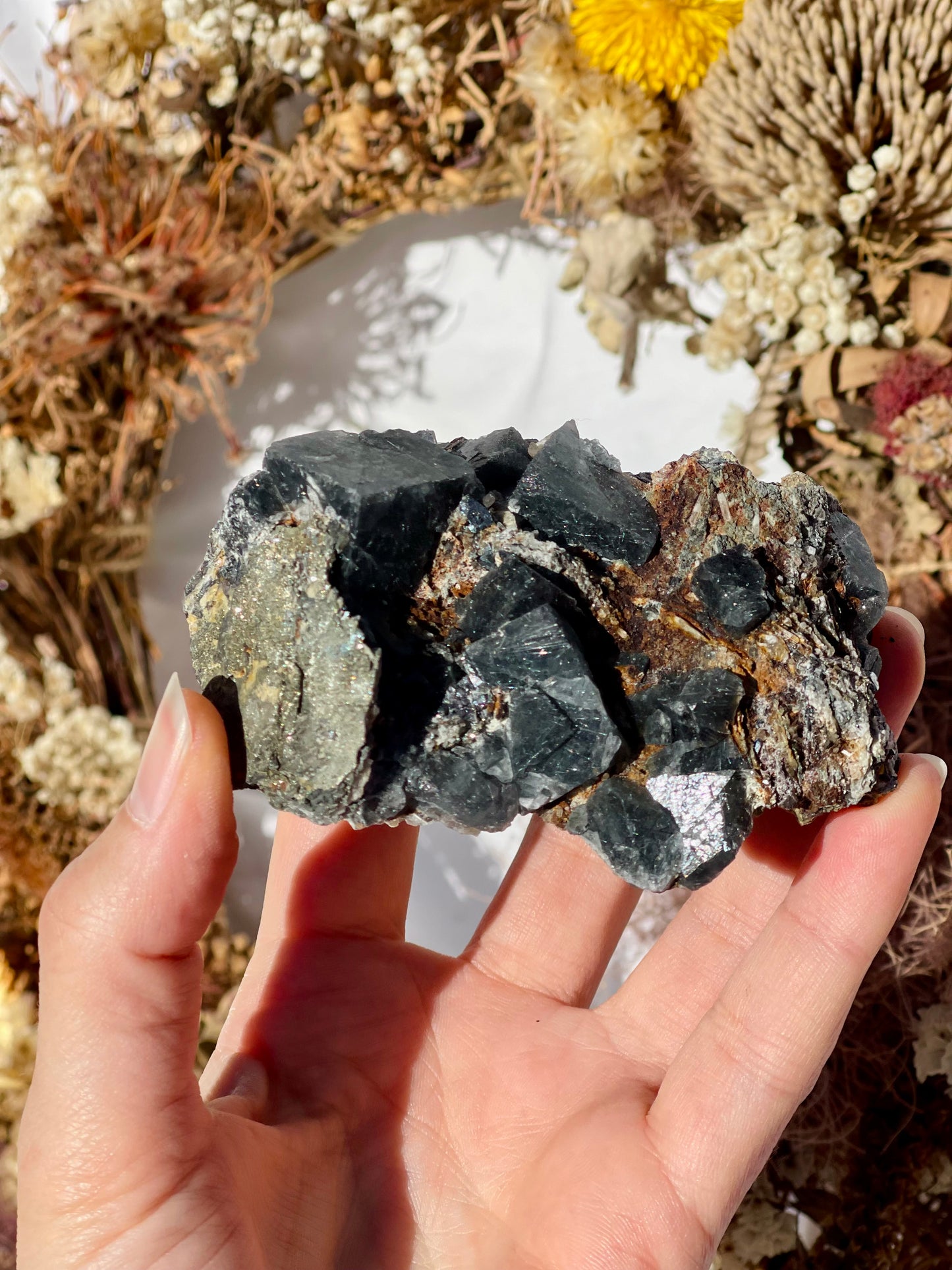 Cubic Fluorite with Boulangerite inclusions #2