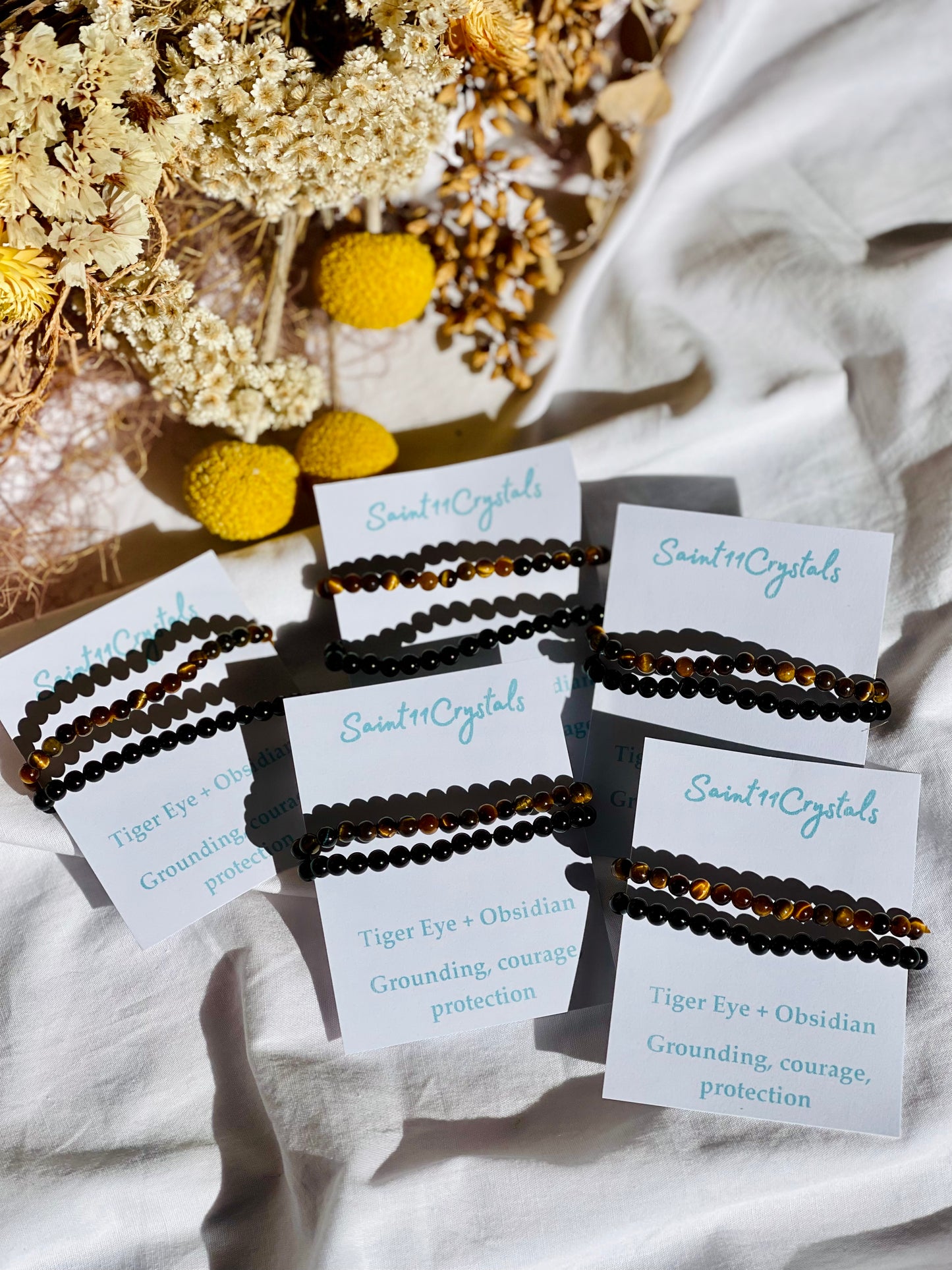 Kids Bracelet Set | Obsidian & Tiger Eye