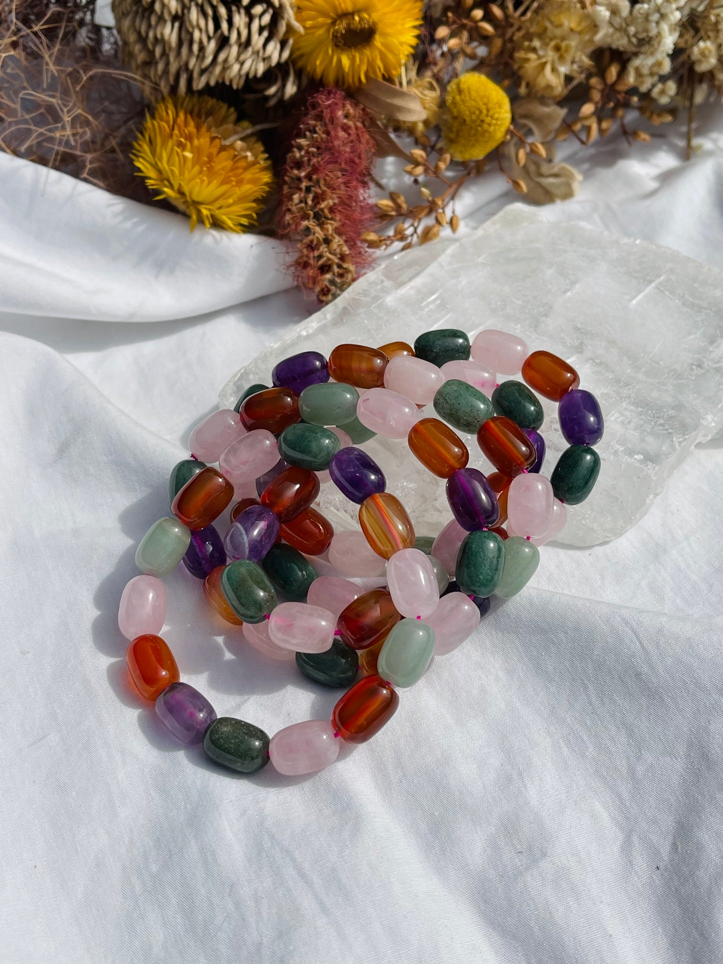 Amethyst | Carnelian | Green Aventurine | Rose Quartz | Mixed Bracelet