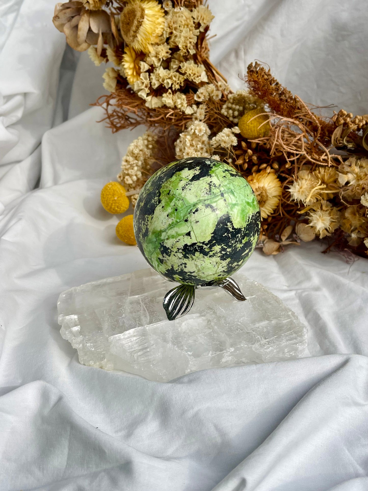 Green Opal & Hematite Sphere