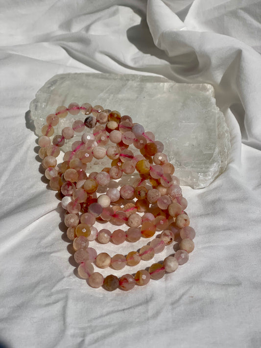 Flower Agate Facet bracelet