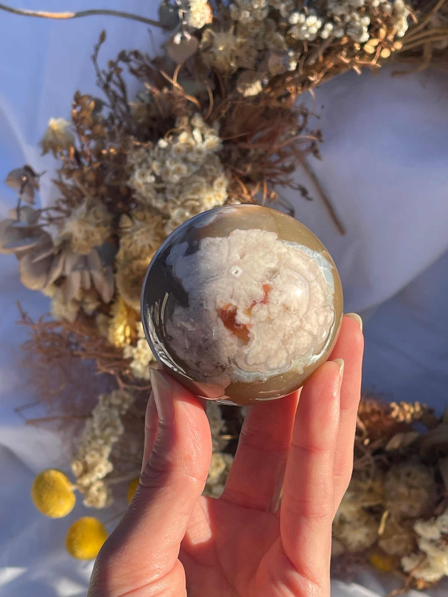 Green Flower Agate Sphere #1