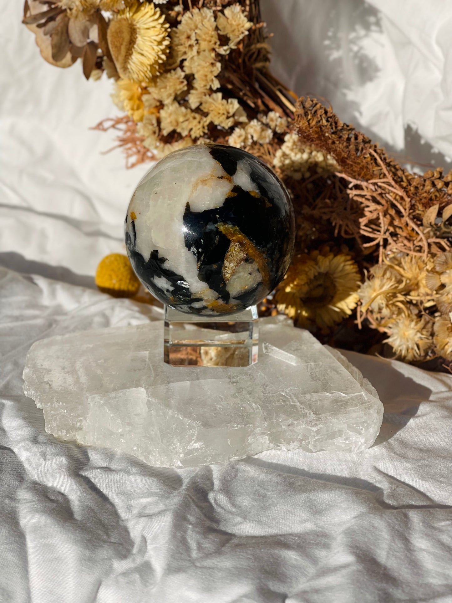 Yellow Tourmaline | Black Tourmaline | Mica | Quartz Sphere