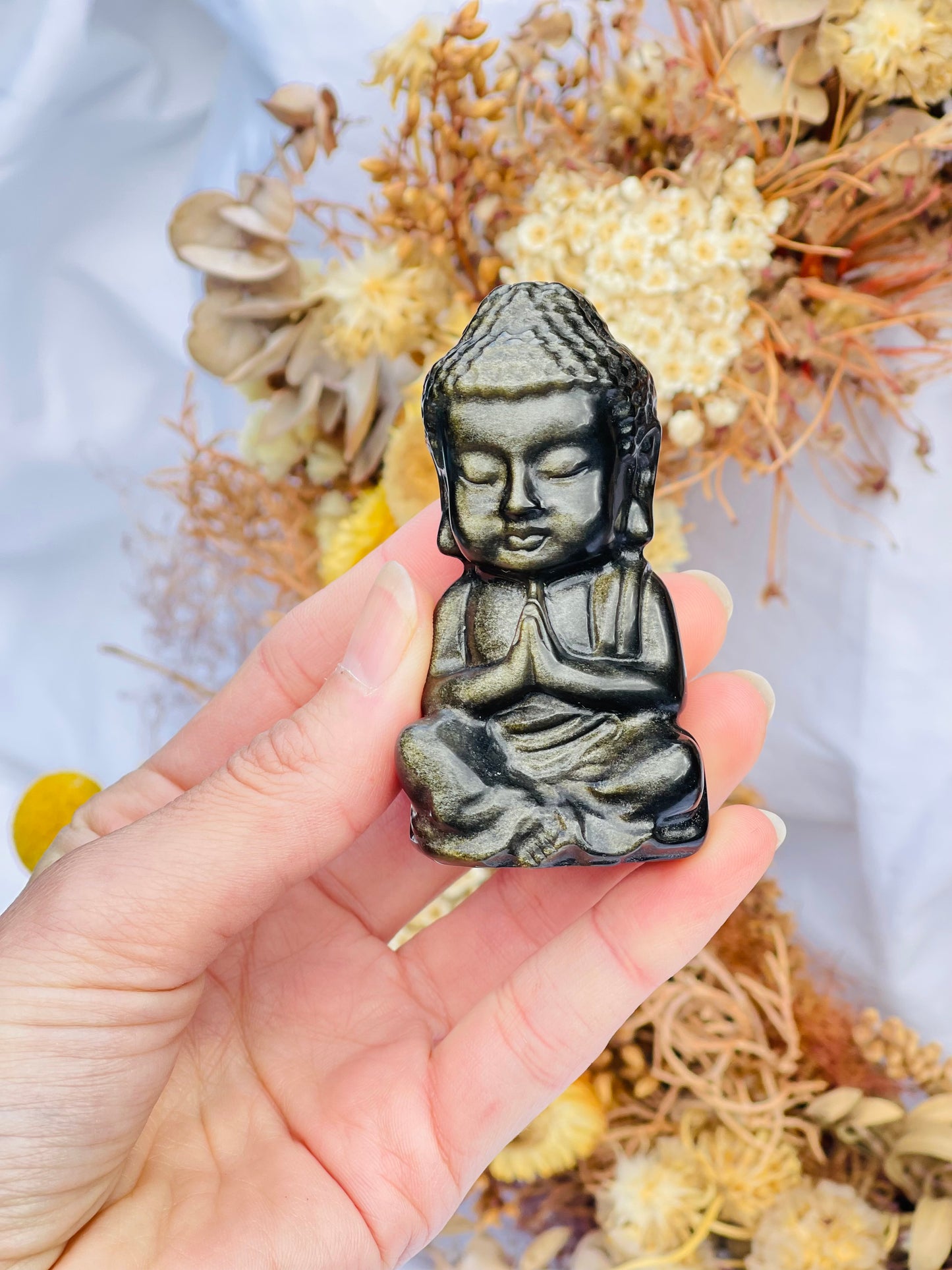 Gold Sheen Obsidian Buddha