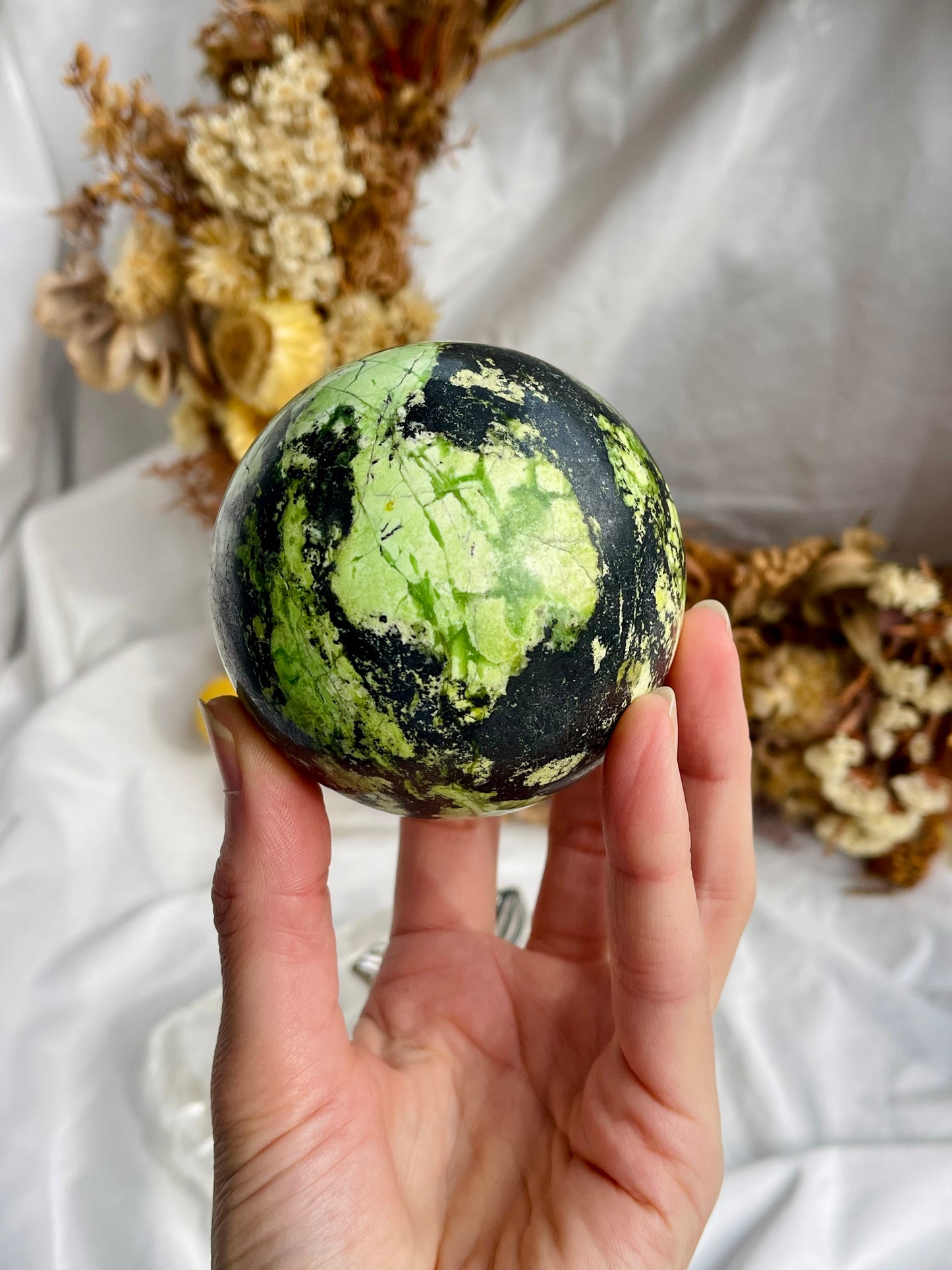 Green Opal & Hematite Sphere
