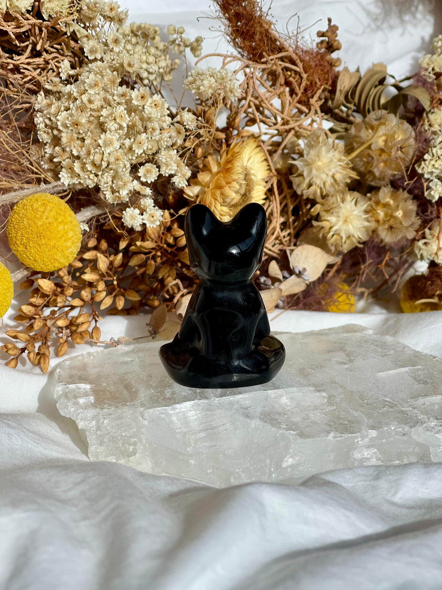 Black Obsidian Namaste Cat