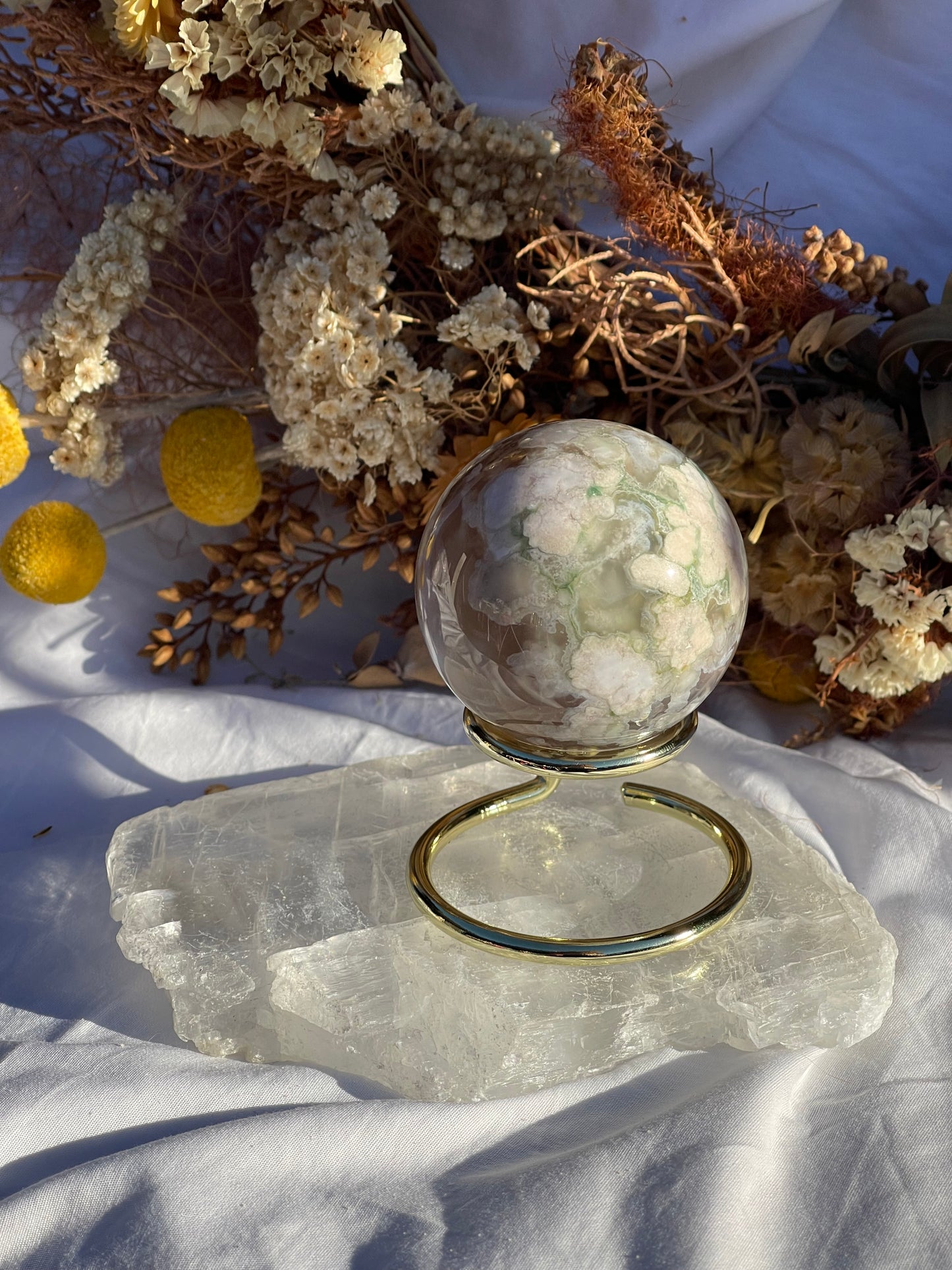 Green Flower Agate Sphere #2