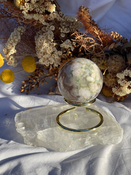 Green Flower Agate Sphere #2