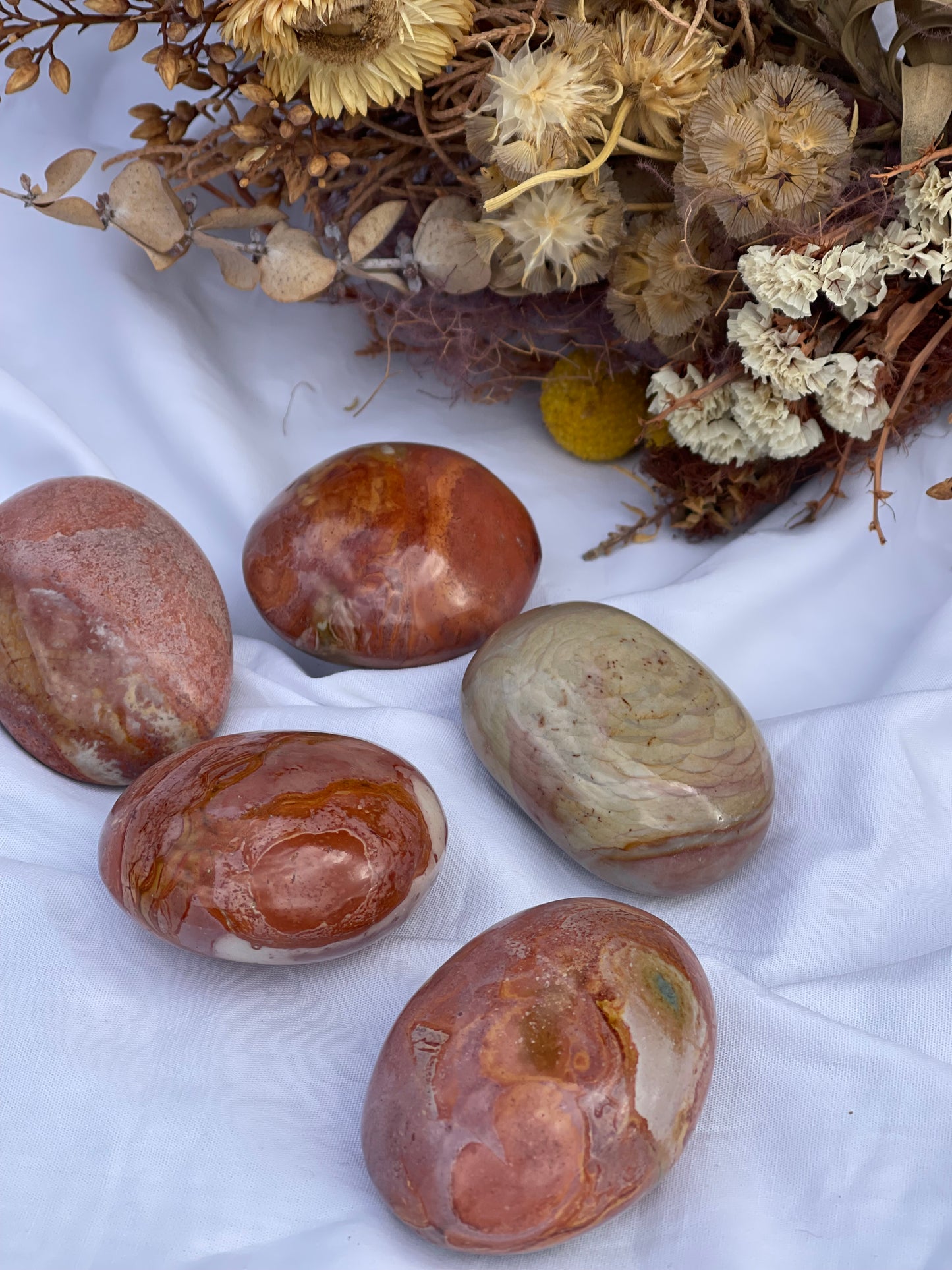 Pink Polychrome Jasper Palmstone | medium