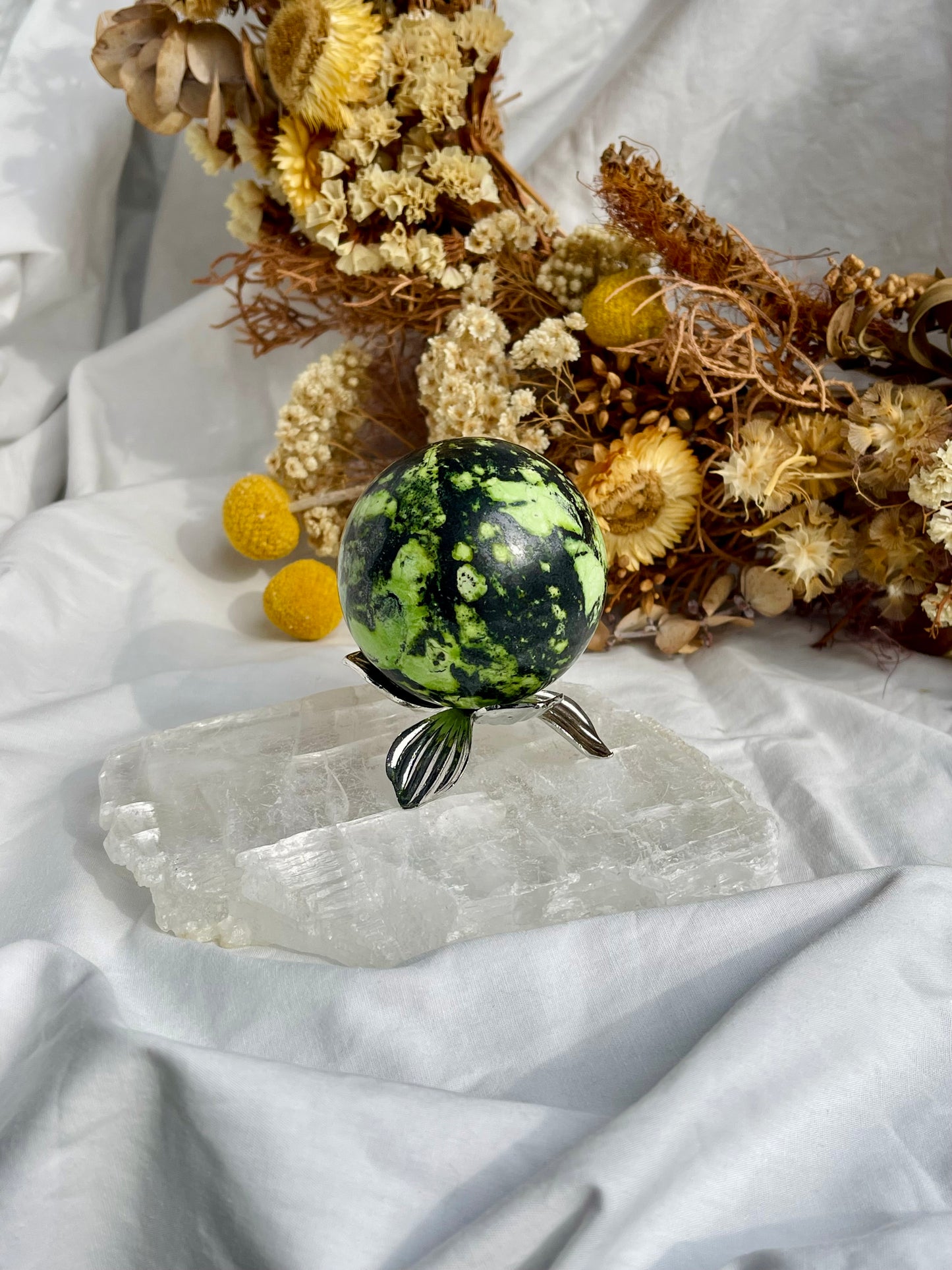 Green Opal & Hematite Sphere