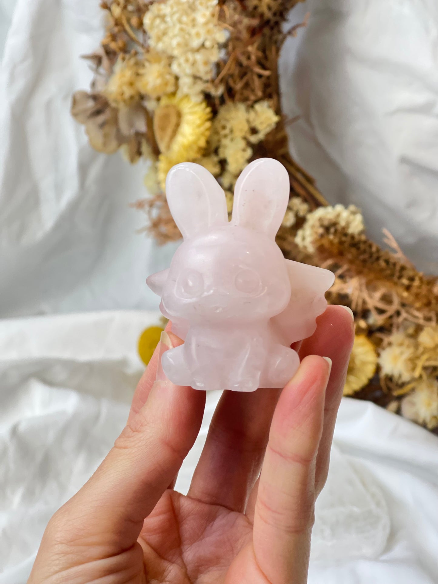 Rose Quartz Winged Bunny #2