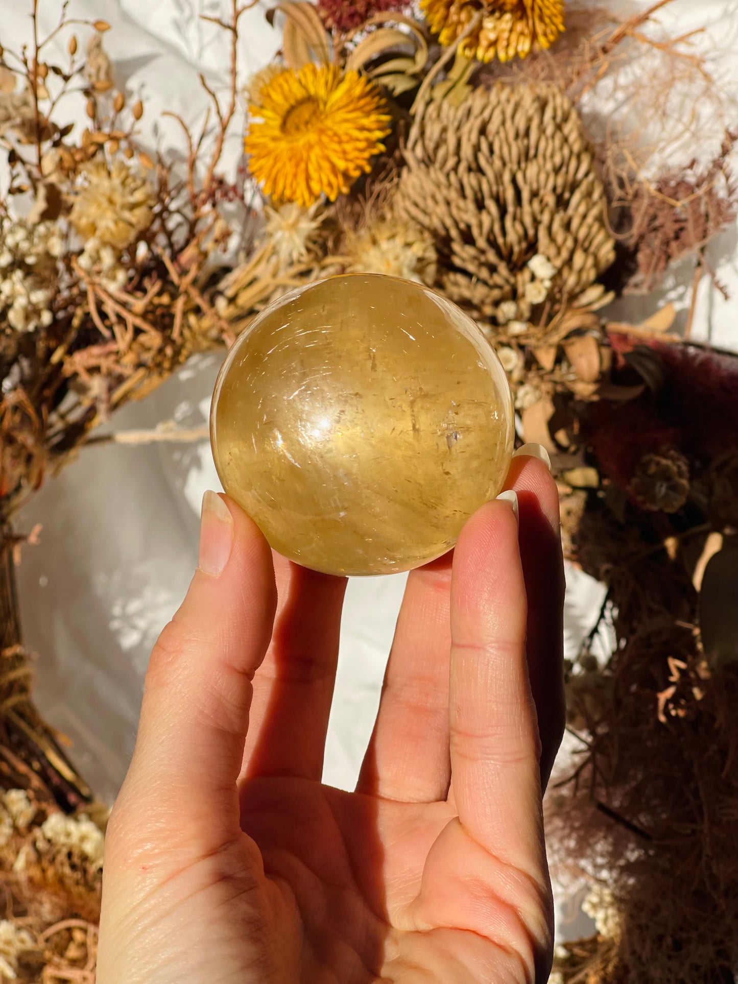 Honey Calcite Sphere