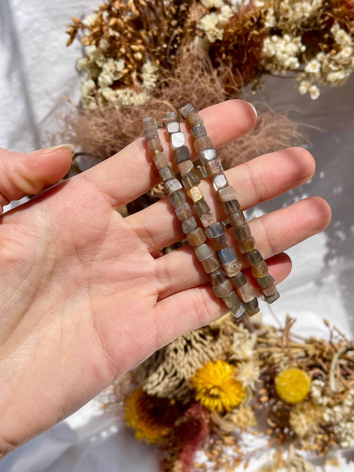 Black Moonstone Cube Bracelet