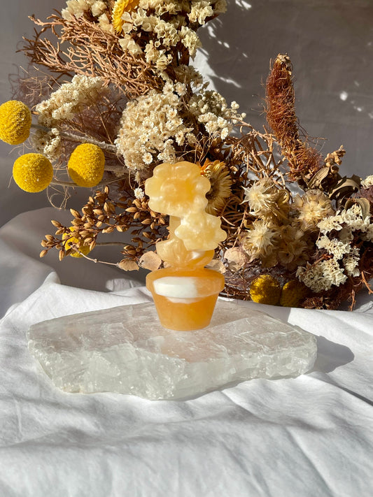 Orange Calcite Flower Pot