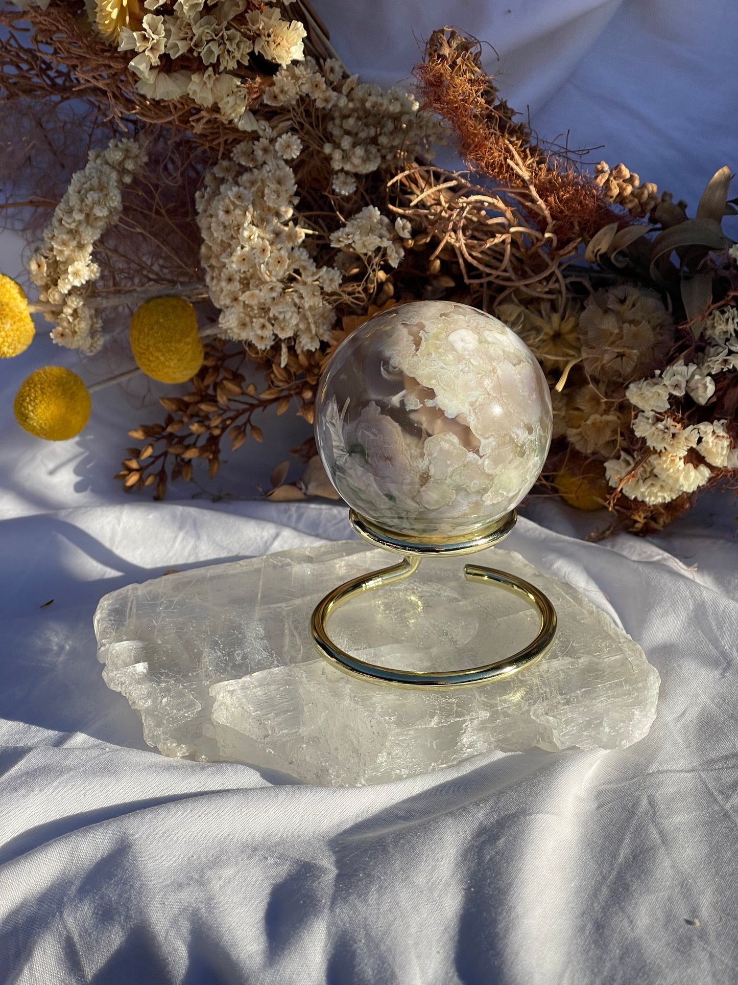 Green Flower Agate Sphere #2
