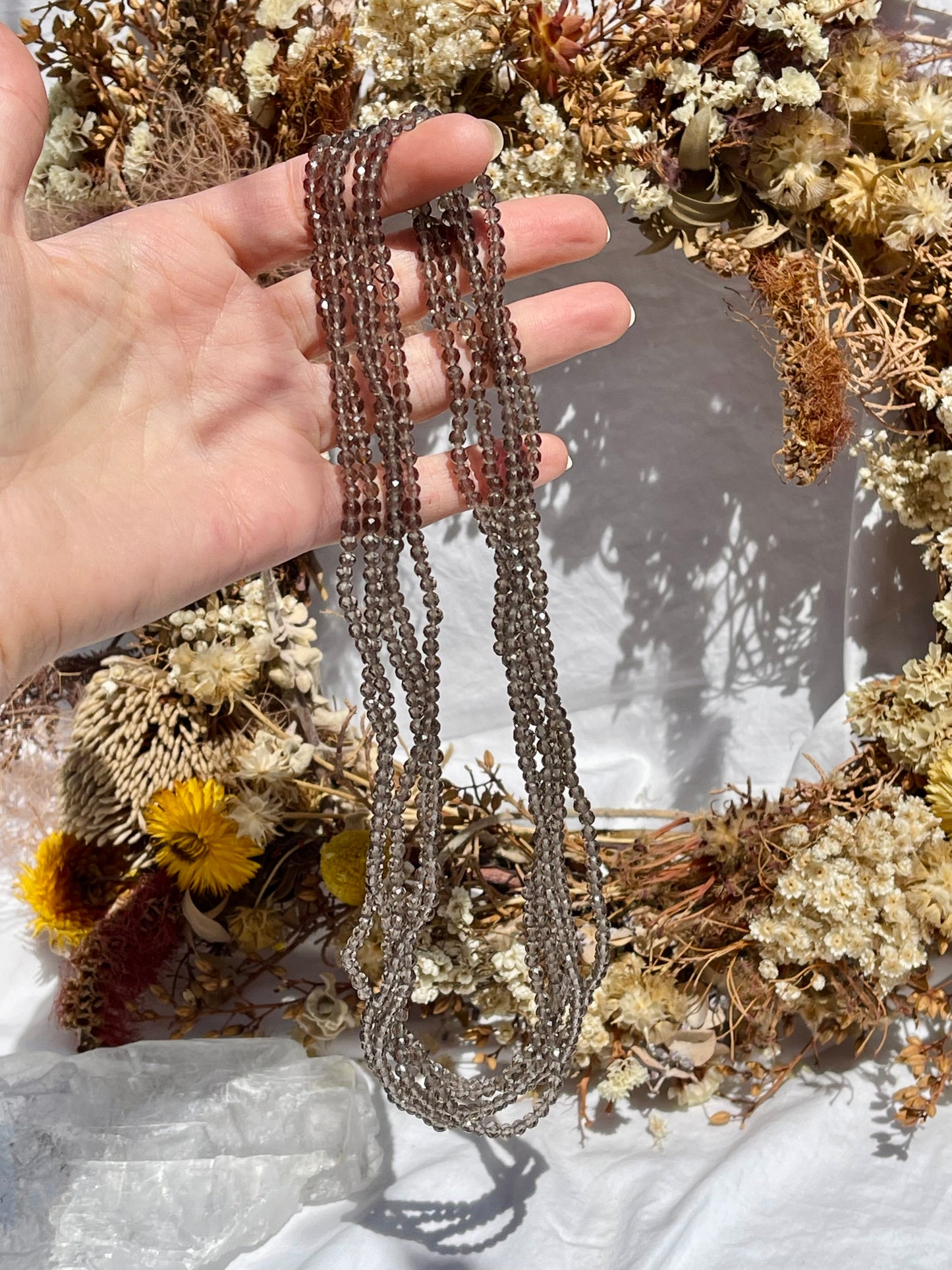 Smokey Quartz Facet Wrap Bracelet | Necklace