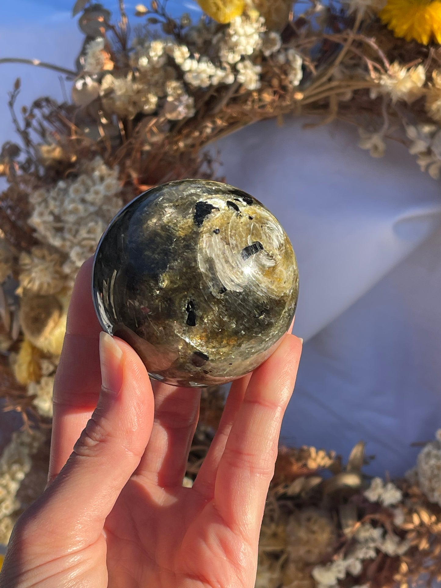 Green Mica & Smokey Quartz Sphere #2