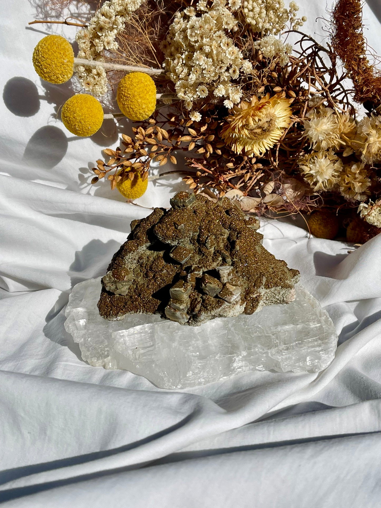 Pyrite Over Calcite Specimen