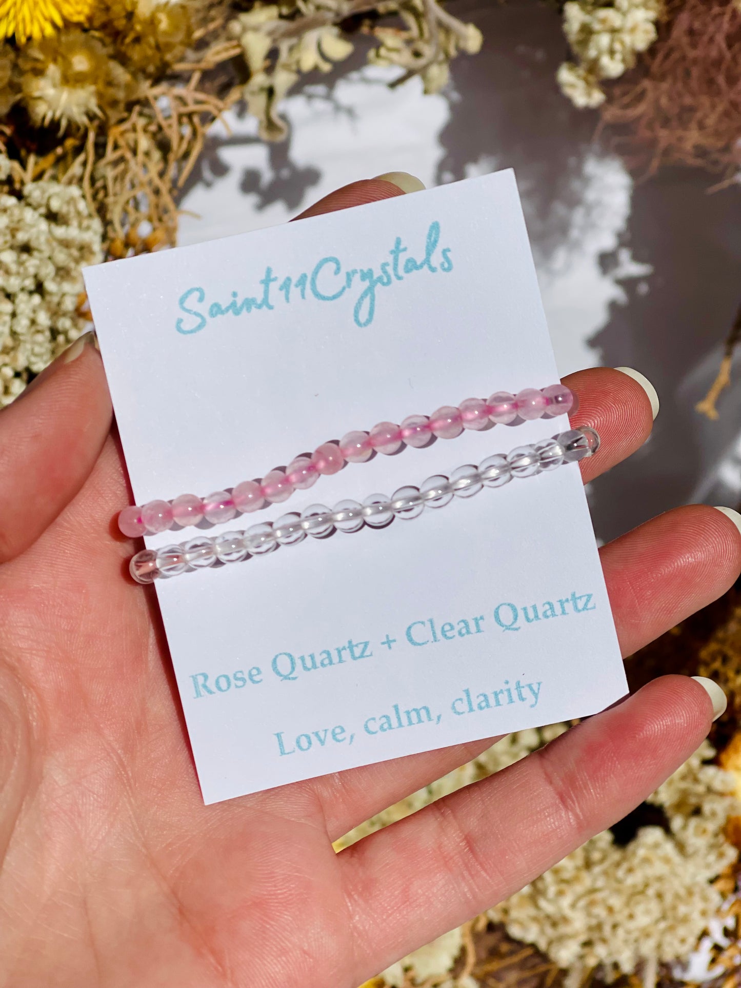 Kids Bracelet Set | Rose Quartz & Clear Quartz