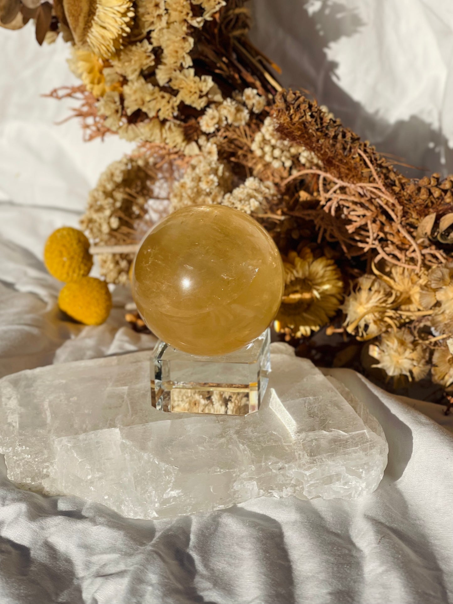 Honey Calcite Sphere