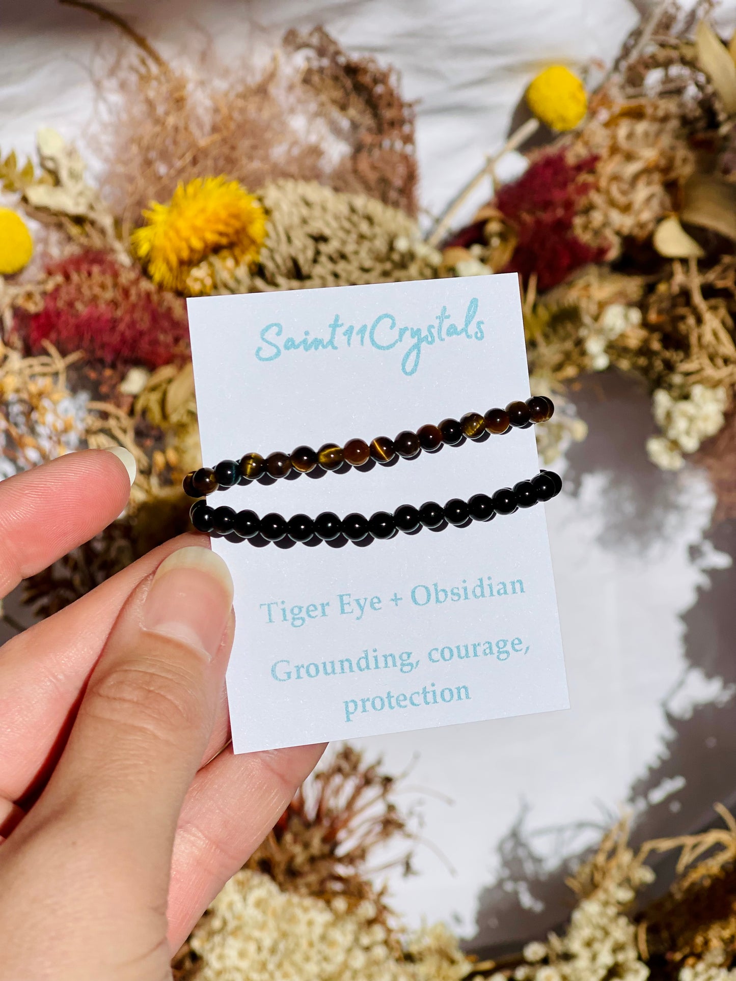 Kids Bracelet Set | Obsidian & Tiger Eye