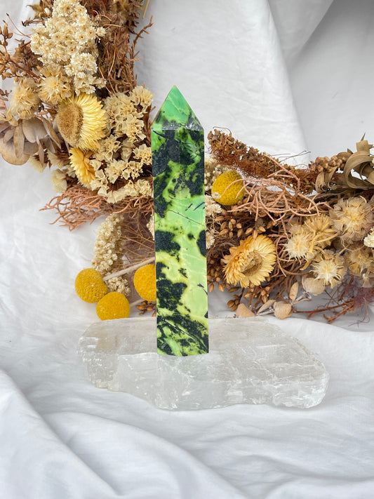 Green Opal & Hematite Point #4