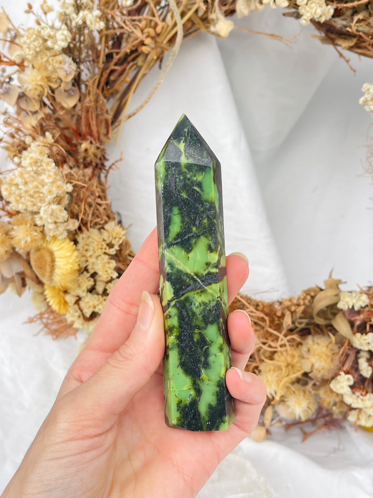 Green Opal & Hematite Point #2
