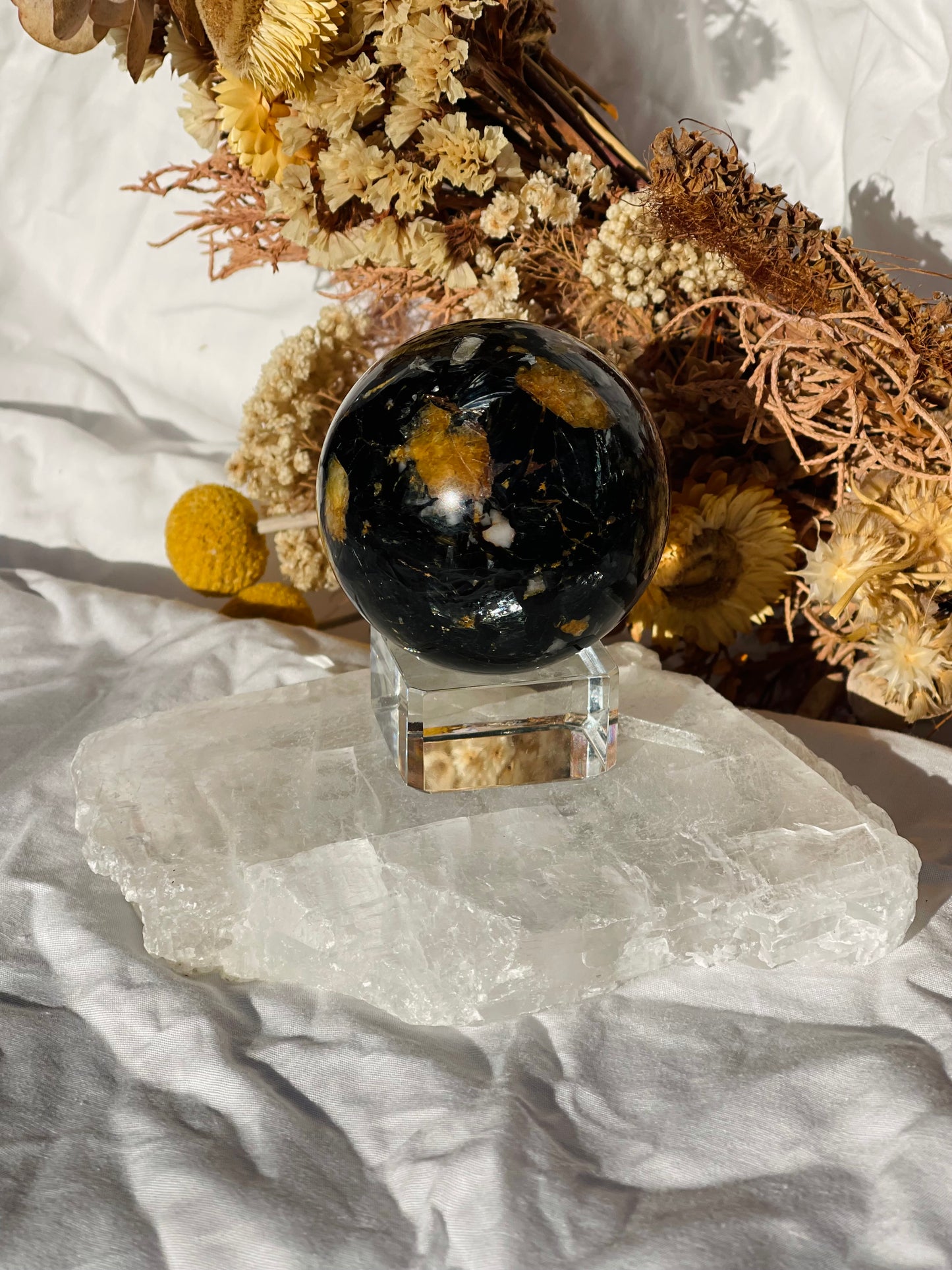 Yellow Tourmaline | Black Tourmaline | Mica | Quartz Sphere