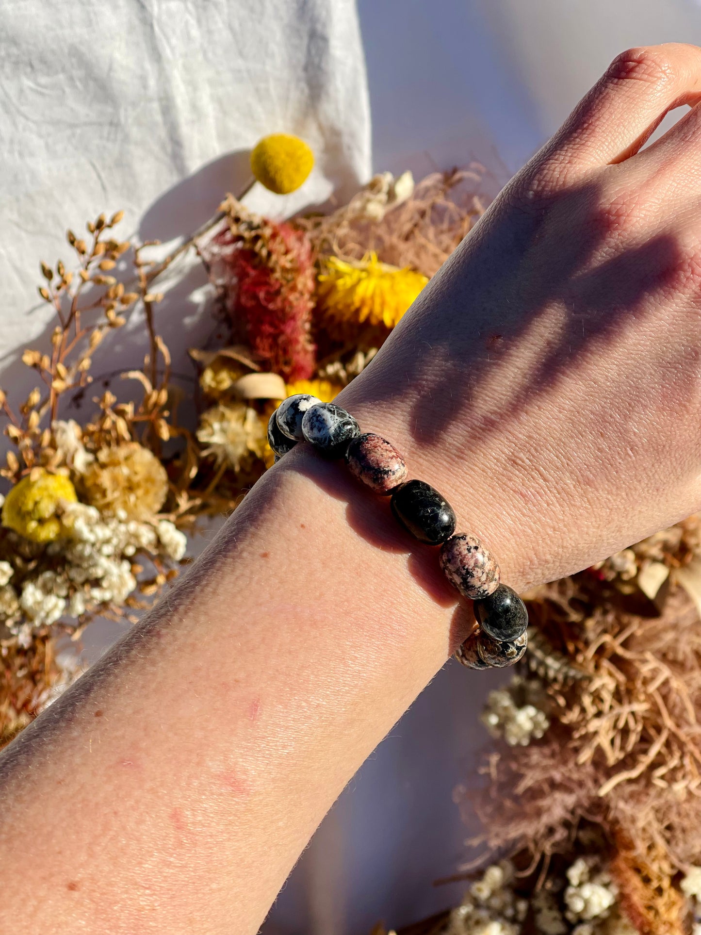 Red Snowflake Obsidian Bracelet