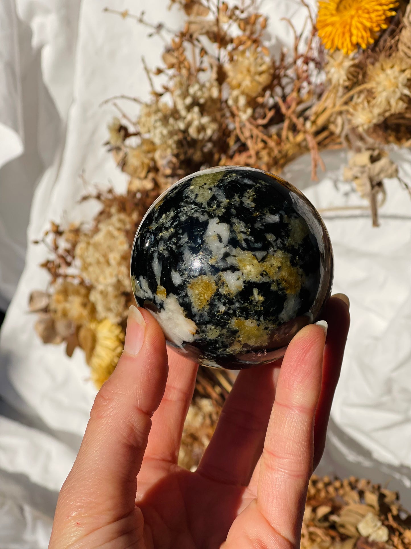 Yellow Tourmaline | Black Tourmaline | Mica | Quartz Sphere