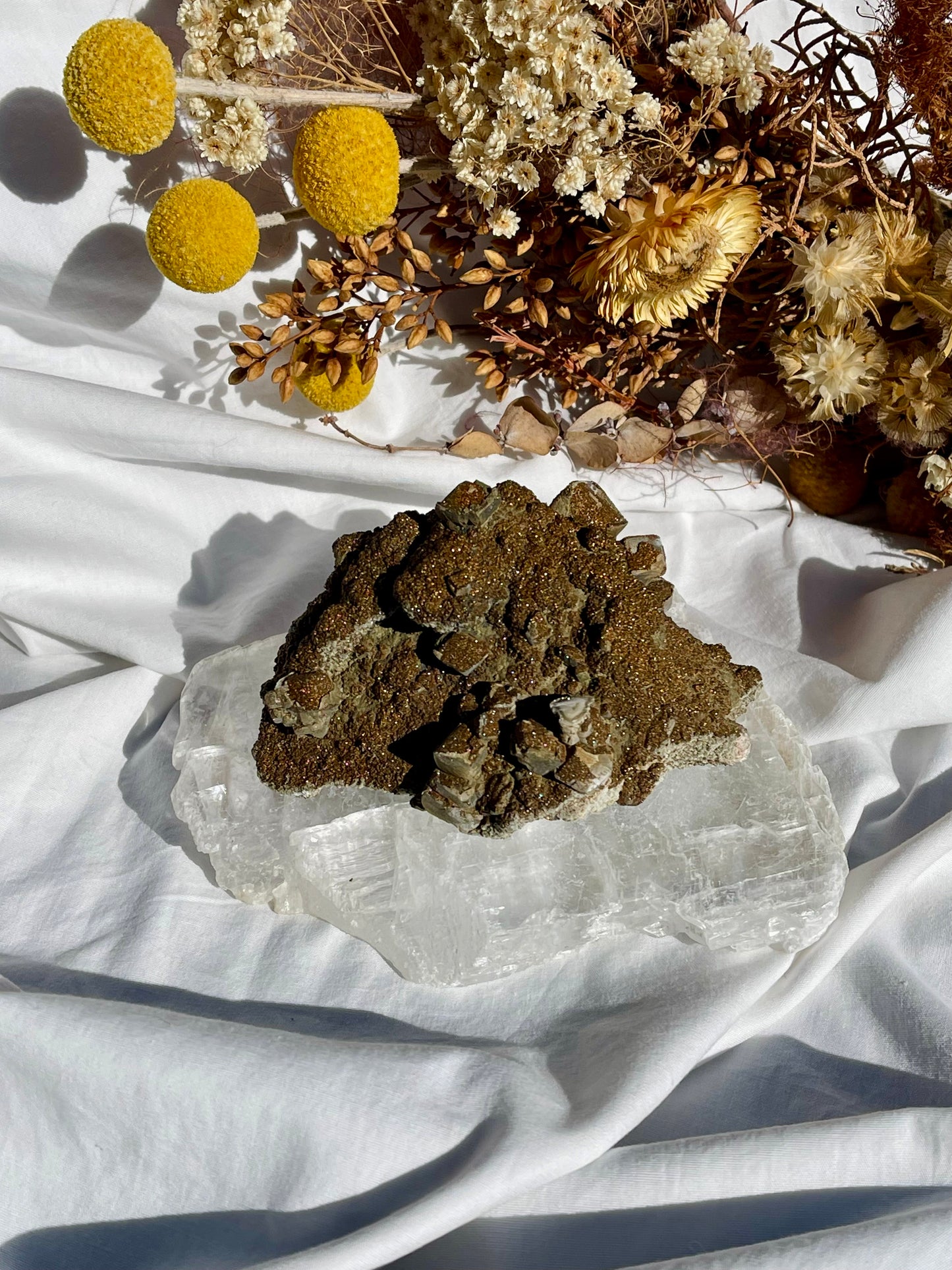 Pyrite Over Calcite Specimen