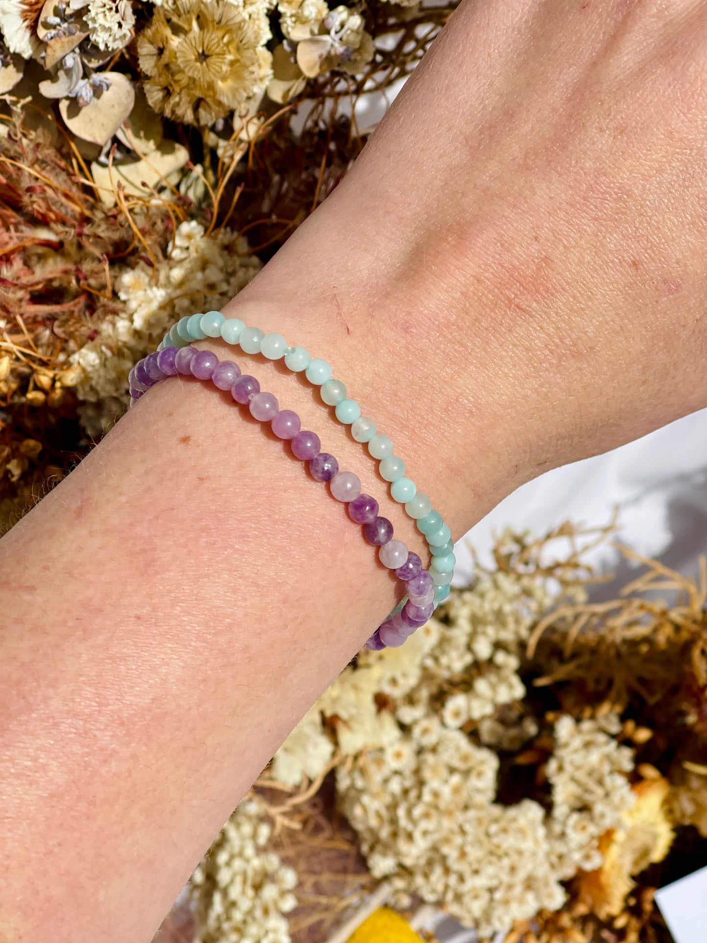 Bracelet Set | Lepidolite & Amazonite