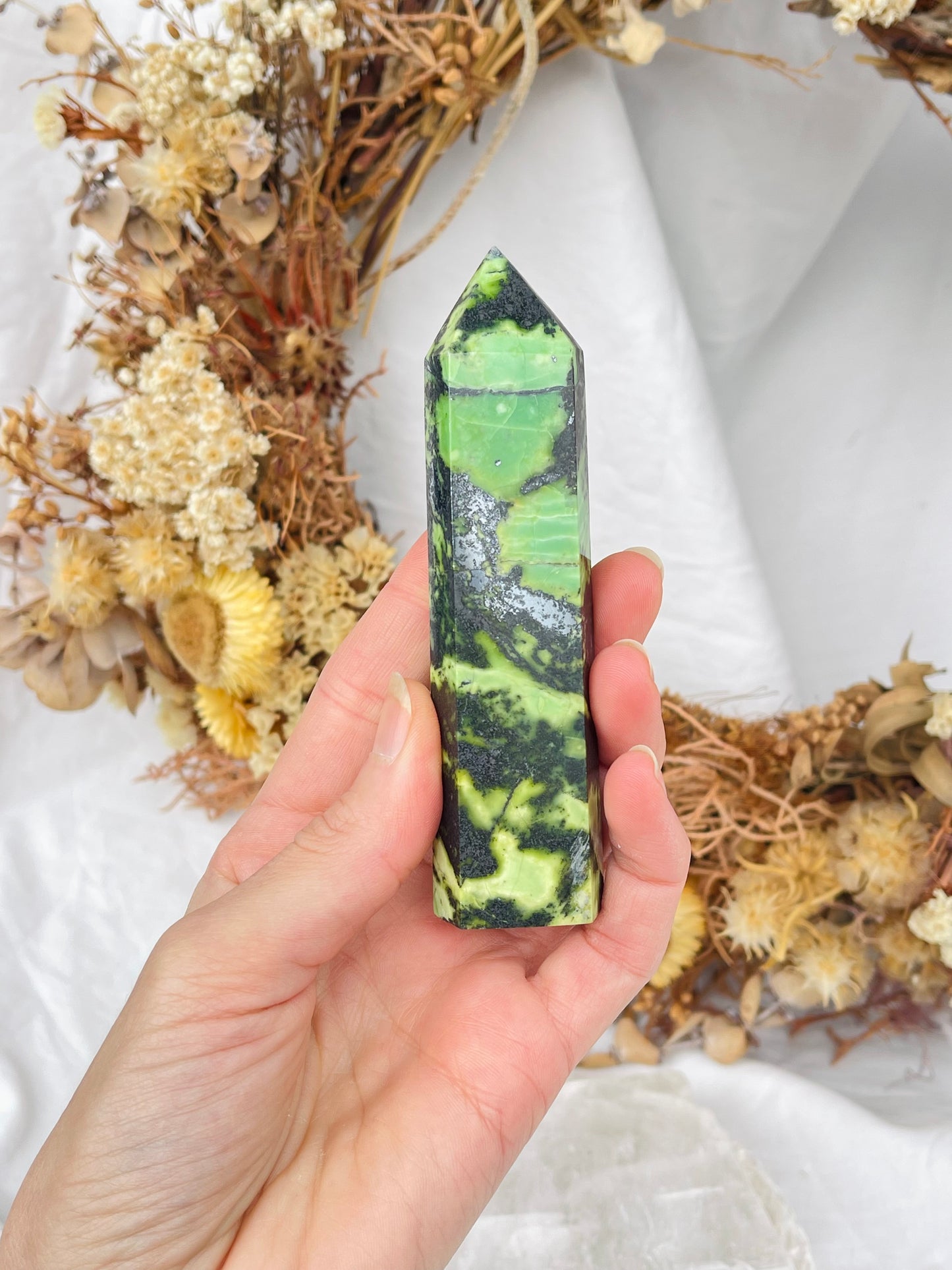 Green Opal & Hematite Point #3