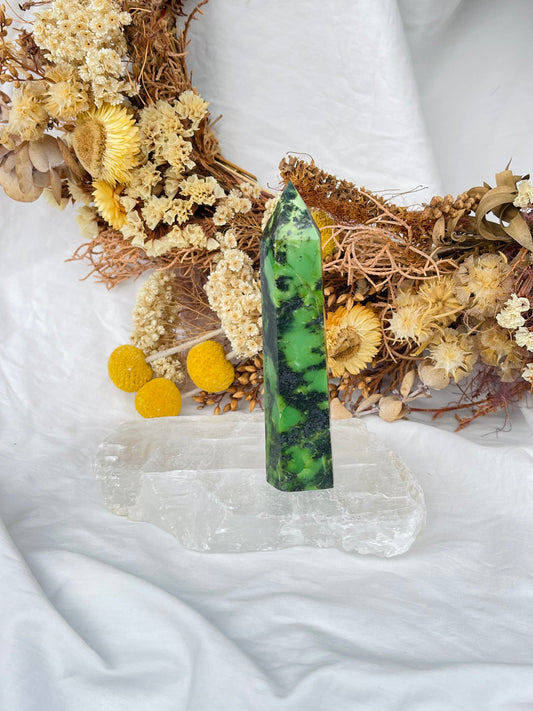 Green Opal & Hematite Point #1