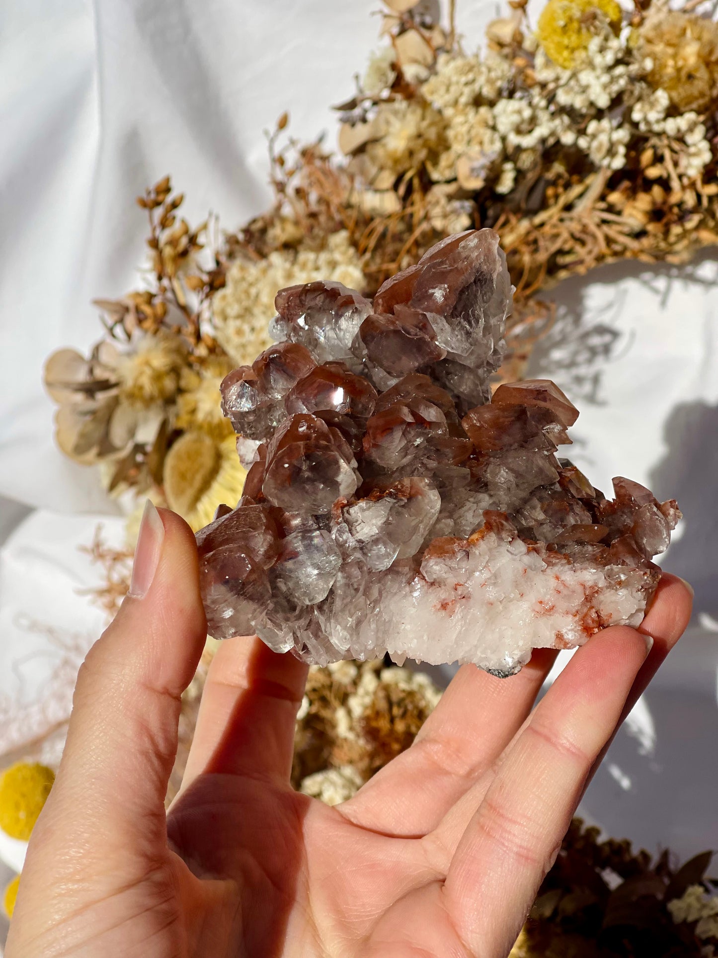 Red Phantom Pagoda Calcite Specimen