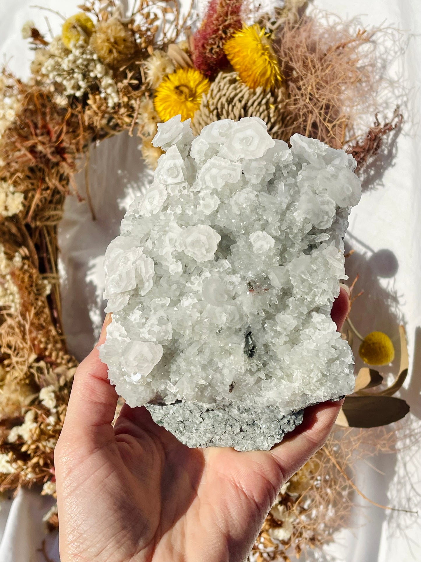 Pagoda Calcite With Quartz Cluster