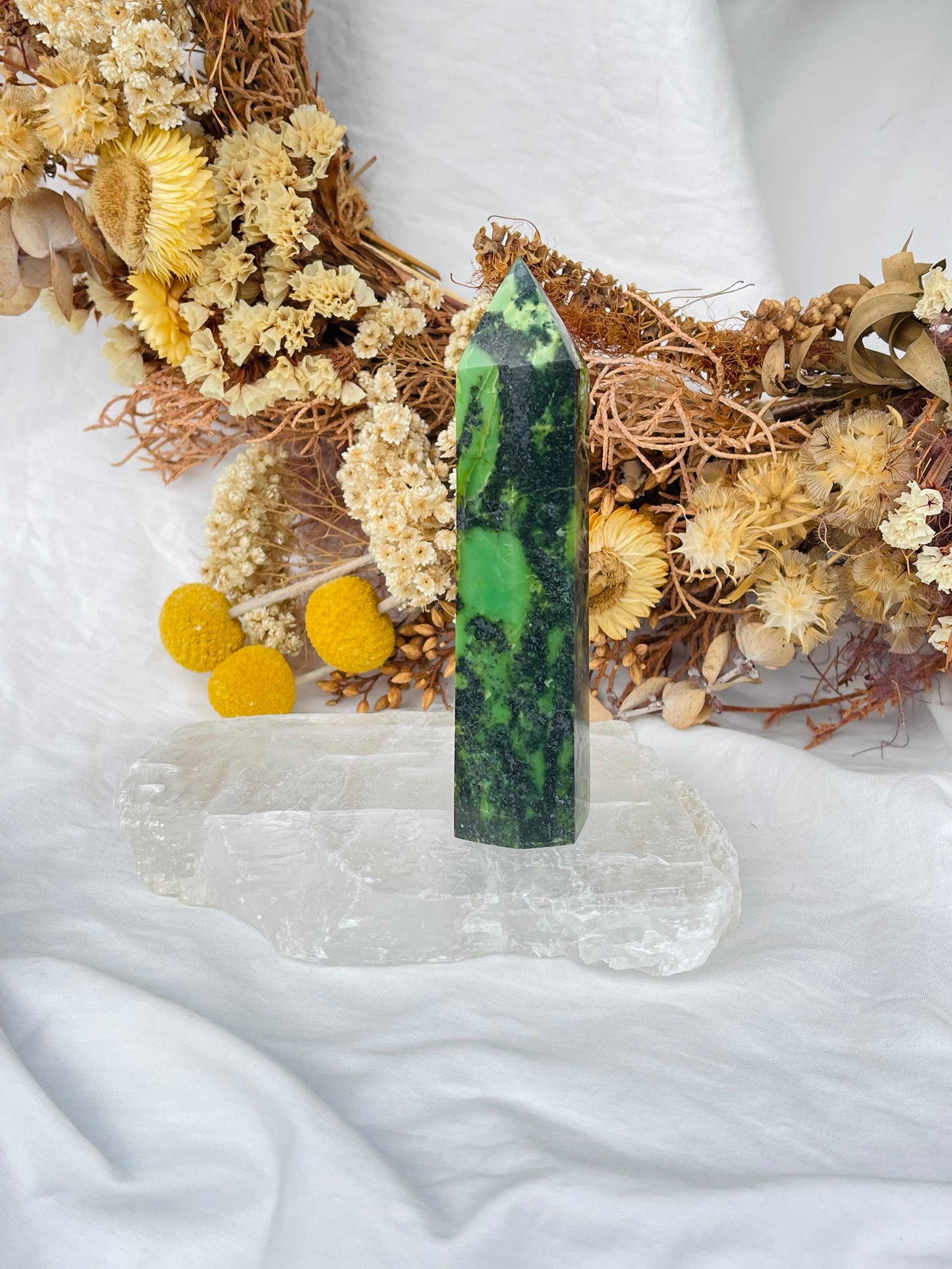 Green Opal & Hematite Point #1